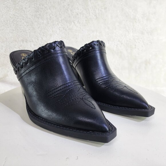 Western Cowgirl Boot Style Mules  in Black 3" Heels - Picture 1 of 10
